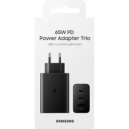 Зарядний пристрій Samsung 65Вт 2xUSB-С PD PPS/USB-A, чорний (EP-T6530NBEGEU) - мініатюра 4
