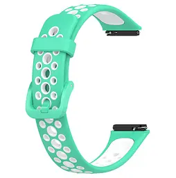 Силіконовий ремінець Primolux Perfor Classic для фітнес браслета Huawei Band 7- Teal White - мініатюра 3