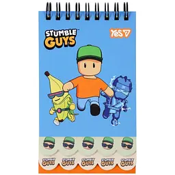 Блокнот Yes 85x142 мм, 60 арк. подв. спіраль "Stumble Guys Blue" з 2 фігурними ярусами