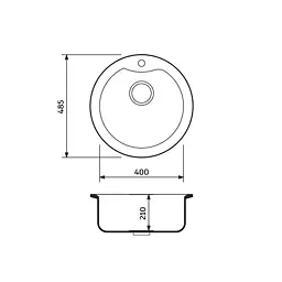 Кухонна мийка Adamant Wave Ø485x210 чорний металік 225223, Чорний - мініатюра 2