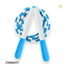 Бісерна скакалка EasyFit FreeRope 2,7 м (біло-блакитна) - мініатюра 2
