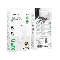 Мережевий зарядний пристрій Borofone BN26 Fuente single-port PD20W charger (EU) білий - мініатюра 2