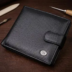 Чоловічий трендовий гаманець із натуральної шкіри ST Leather 22553 чорний - мініатюра 1