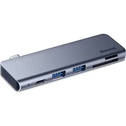 USB-хаб Baseus Harmonica Five-in-one HUB Adapter Grey (CAHUB-K0G) [72625] - мініатюра 1