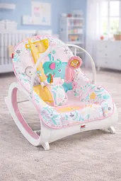 Дитяче крісло-гойдалка Hopestar Fisher Price / Дитячий шезлонг з музичною підвіскою та регульованою спинкою