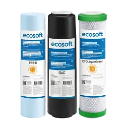 Покращений комплект картриджів Ecosoft 1-2-3 для фільтрів зворотного осмосу з функцією економії води (CHV3ECOAGR) - мініатюра 2