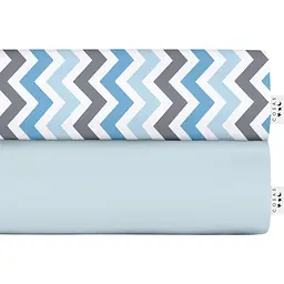 Набір євро простирадло Cosas Light Blue/Zigzag 220х240 см (SetSheet_LightBlue_ZigBlueGrey_220х240)