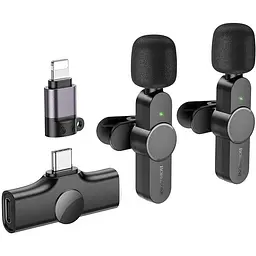 Мікрофонна система бездротова Borofone BFK12 Trophy lavalier wireless digital microphone(iP/Type-C) чорний