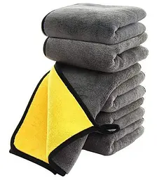 Авторушник ColorWay, Grey/жовтий, двошарова мікрофібра, 50x60 см, щільність 800 г/м? (CW-5608)