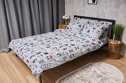 Комплект постільної білизни Moon&Star Бязь Gold Люкс Owls Gray євро 200х220 наволочки 4х70х70