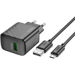 Комплект зарядного пристрою Hoco CS21A Single port 1USB 18W 5V/3A 9V/2A Quick Charge 3.0 USB/ Micro-USB 1м Black - мініатюра 5