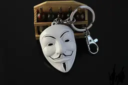 Брелок Маска Гая Фокса Значить Вендетта V for Vendetta.126 Білий - мініатюра 8