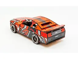 Дерев'яний 3D конструктор Muscle car GT, Puzzleоk (Puz-00641), 162 дет. (червона) - мініатюра 3
