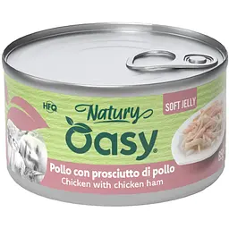Вологий корм Oasy Cat Wet Natury для дорослих котів курка з шинкою 85 г