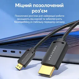 Видеокабель Vention AGIBF Micro HDMI - HDMI 4K 60 Гц 1 м чёрный (AGIBF) - миниатюра 5