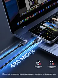 Кабель UGREEN L513 USB-C - USB-C PD 3.1 240 Вт 2 м чорний (45068) - мініатюра 3
