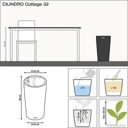 Вазон Lechuza Cilindro Cottage 32 графітовий (15358) - мініатюра 6