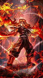 Дерев'яний класичний пазл Kyojuro Rengoku, А3, Картонна коробка 200 елементів