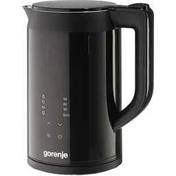 Електрочайник Gorenje 1.7 л подвійні стінки LED дисплей Strix контроль чорний kuh0015386