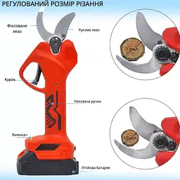 Набір інструментів 3 в 1 пила 6" + секатор + висоторіз телескопічний 2АКБ Червоний - мініатюра 6