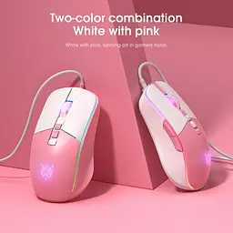 Комп'ютерна мишка Onikuma ігрова C16 з RGB підсвіткою 7200 DPI 8 кнопок дротова для ПК і ноутбука рожева - мініатюра 6