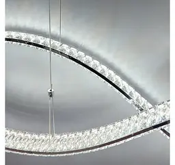 Подвійна підвісна світлодіодна люстра Artlight 523-1200-2-C-CH хромована з двома кришталевими хвилями, що перетинаються. - мініатюра 6