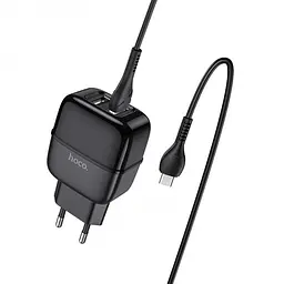 Зарядне мережне HOCO C77A Highway 2USB 2.4A Micro USB Чорний