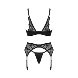 Комплект білизни Obsessive Bellastia XS/S чорний - мініатюра 8