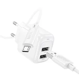 МЗП Hoco CS51A Surplus (2USB-A) + кабель USB to MicroUSB White - мініатюра 4