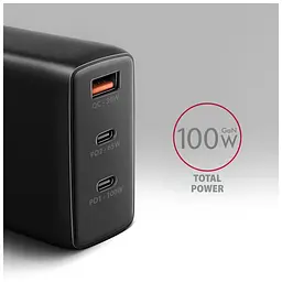 Зарядний пристрій AXAGON 1xUSB + 2xUSB-C 100W QC4+ PD3.0 PPS black (ACU-DPQ100) - мініатюра 3