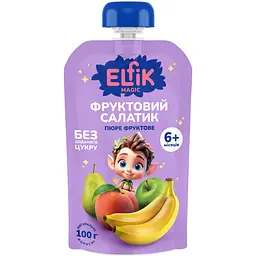 Уцінка. Набір пюре фруктове Elfik Magic Фруктовий салатик 1800 г (18 шт. х 100 г) - мініатюра 2