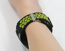 Спортивний ремінець з перфорацією Primo для годинника Samsung Gear S3 Classic SM-R770/Frontier RM-760 Black Green - мініатюра 5