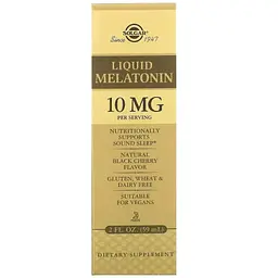 Мелатонін Solgar Liquid Melatonin зі смаком черешні рідкий 10 мг 59 мл - мініатюра 2
