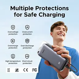 УМБ Ugreen 25000mAh 45W PD/QC, USB-A,USB-С IN/OUT, with built in USB-C cable (PB536) Gray - мініатюра 3