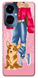 Чохол Demsky Girl and corgi для TECNO Camon 19 (CI6n) / 19 Pro (CI8n)