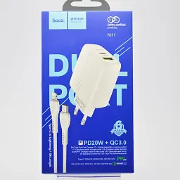 Блок і кабель Lightning Hoco N11 Powerful dual port PD20W+QC3.0 Type-C - мініатюра 4