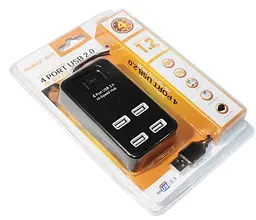 Разветвитель USB-Хаб 2.0 на 4 порта, Voltronic 480Mbts питание от USB, с выключателем