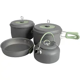 Набір посуду Bo-Camp Explorer XL Hard Anodized Grey/Green 4 предмети (2200249)
