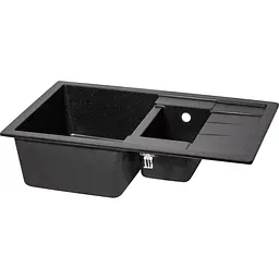 Кухонна мийка з додатковою чашею Lidz 780x495/200 BLA-03 чорна (LIDZBLA03780495200) - мініатюра 2