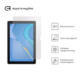 Захисне скло для планшета HUAWEI MatePad T10 (AGR-L09)/T10 (2nd Gen) (AGRK-W09D), Glass.CR, загартоване скло 9H, 2.5D, повне проклеювання, з олеофобним покриттям, проста установка та сумісність з чохлами всіх типів (Case friendly) - мініатюра 2