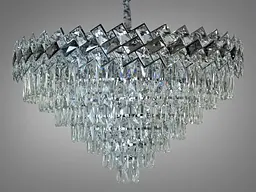 Люстра стельова кришталева Diasha 6309-800CH 20 E14, хром, регульована висота, 95 см, сучасний стиль для дому