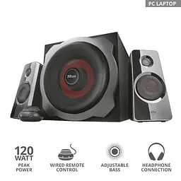 Комплект акустики 2.1 Trust GXT 38 Tytan Ultimate Bass Speaker Set Black - мініатюра 2