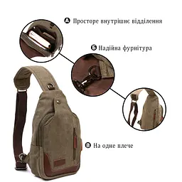 Функціональна чоловіча сумка через плече Vintage 20386 зелена - мініатюра 8