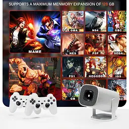 Ігровий проектор Smart TV 3D Game для кіно та ігор смарт домашній кінотеатр з джойстиками 4K Android 11 1080P 1280*720P HD Dual Wi-Fi 6 Bluetooth 5.0 з пультом ДУ 30000 ігор UKC S40 Max - мініатюра 5