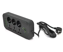 Мережевий фільтр подовжувач Voltronic F0-7U 6 розеток (3EU+3Universal)+4USB+1PD 2 м 3х0.75 мм 2500W Black - мініатюра 2