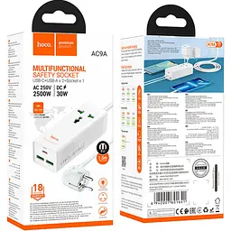 Мережевий фільтр Hoco AC9A Talent PD30W White [601641] [122405] - мініатюра 7