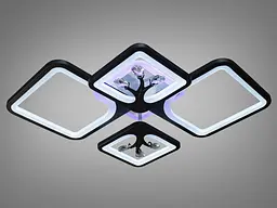 Люстра стельова LED Diasha 8157/2+2BK, 100W, 3200K-6000K, чорний метал, сучасний стиль, з диммером, акрилові плафони - мініатюра 5