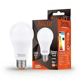 Світлодіодна лампа E27, 15 Вт, 4000K, A60, Tecro, 1280 Лм, 220V (TL-A60-15W-4K-E27)