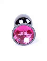 Анальна пробка з кристалом B-Series Jewellery Dark Silver PLUG Pink, 7х2.7 см, рожевий - мініатюра 3