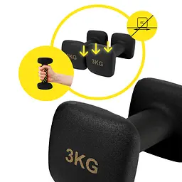 Гантелі вінілові Cornix Square 2 x 3 кг XR-0408 Black - мініатюра 4